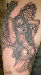 naked woman guardian angel tattoo for men