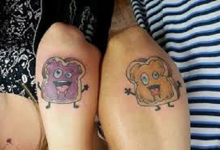 peanut butter and jelly matching couple tattoo