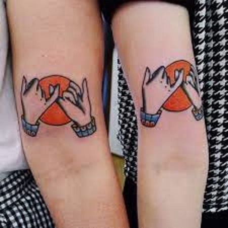 pinky swear matching couple tattoo