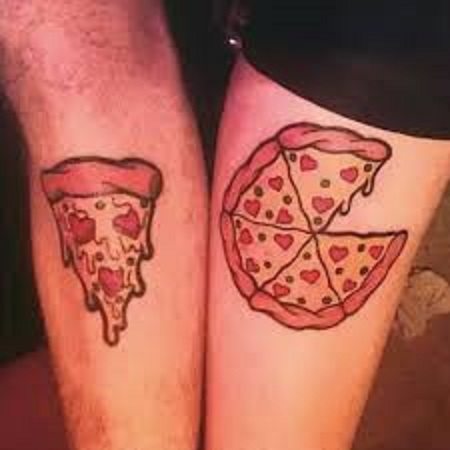pizza matching couple tattoo
