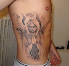 praying guardian angel with halo tattoo for men