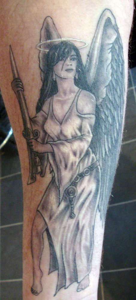 pretty lady guardian angel tattoo for men