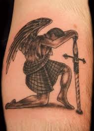resting guardian angel tattoo for men
