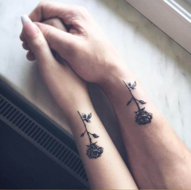 roses matching couple tattoo