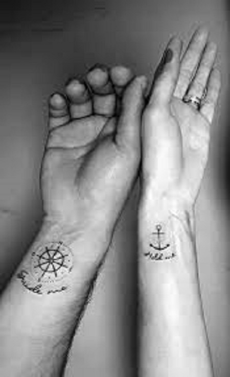 sailing matching couple tattoo