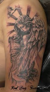 scroll and guardian angel tattoo for men