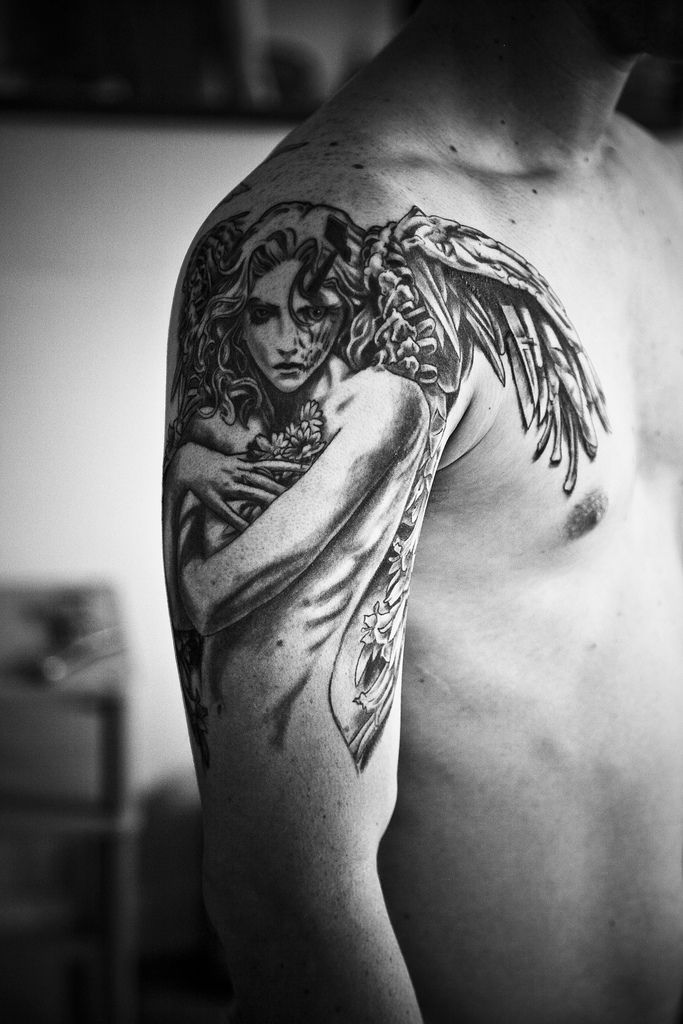 sexy guardian angel tattoo for men
