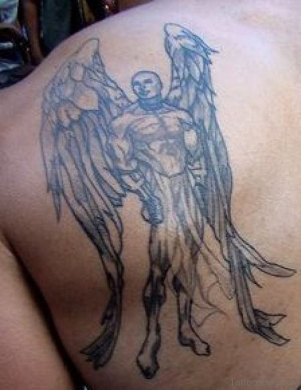 sketch style guardian angel tattoo for men