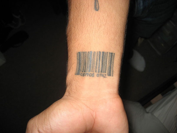 small barcode tattoo for men