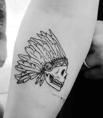 small indian chief skull tattoo for men