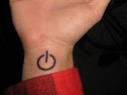 small power button tattoo for men