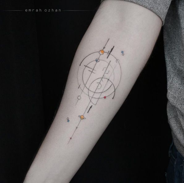 small solar system tattoo for men