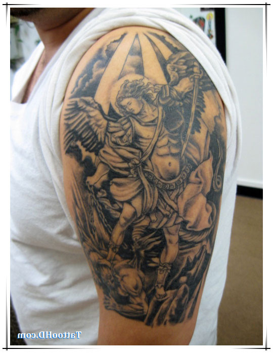 strong guardian angel tattoo for men