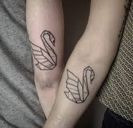swans matching couple tattoo
