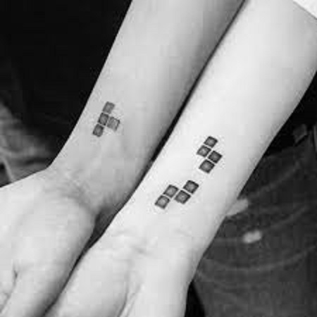 tetris matching couple tattoo