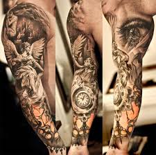 time and guardian angel tattoo for men