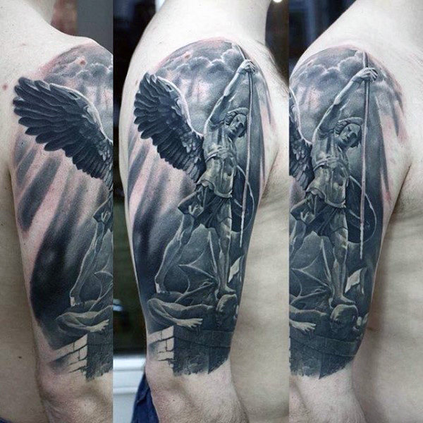 victorious guardian angel tattoo for men