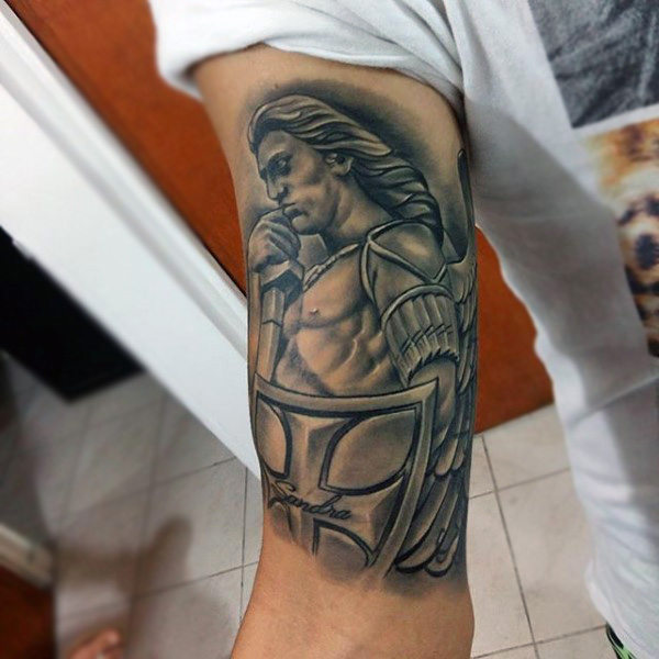 warrior guardian angel tattoo for men