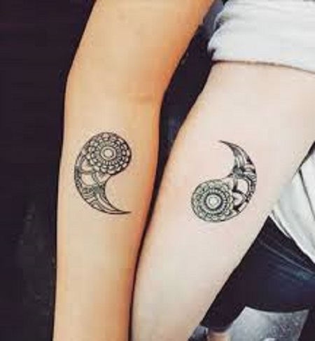 yin and yang matching couple tattoo