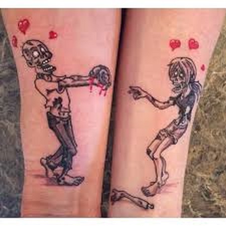 zombies matching couple tattoo