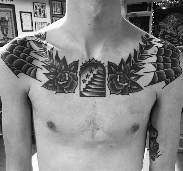 A Traditional Take on Upper Chest Tattoos