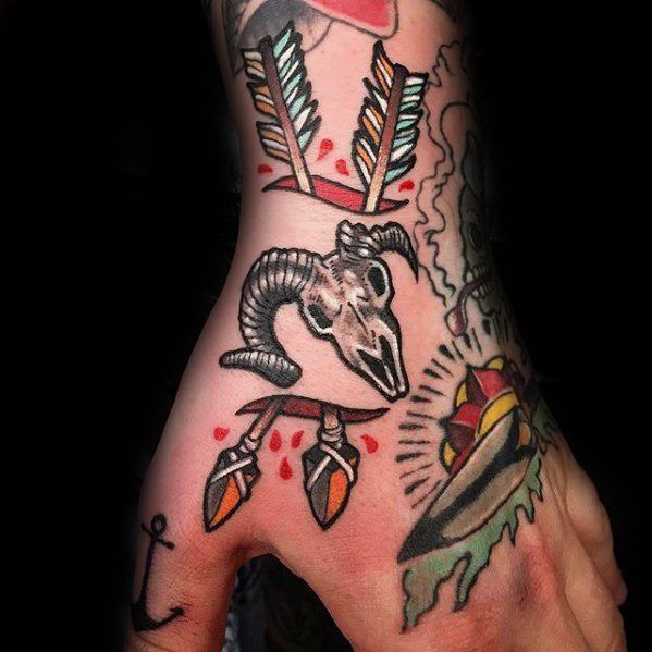 A Variety of Mini Traditional Hand Tattoos