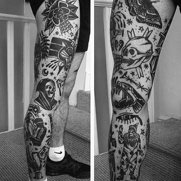 Cover an Entire Leg in Various Traditional Pieces