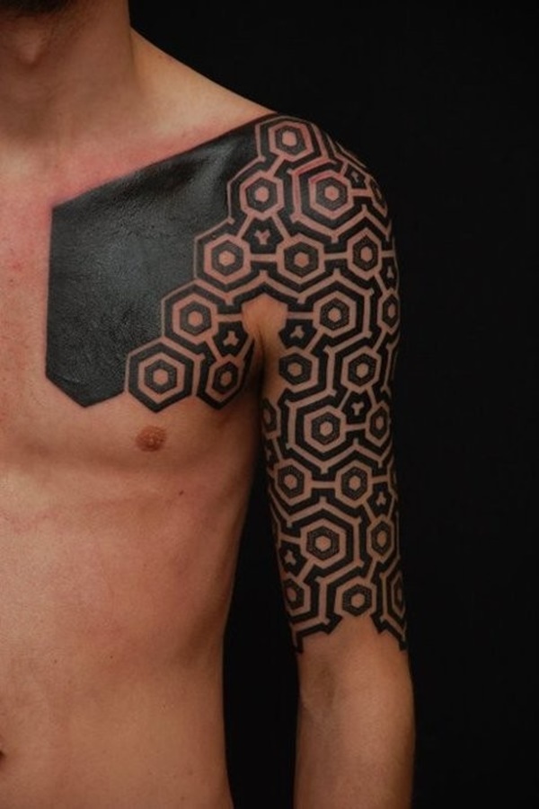 Geometric Repeating Shape Half-Sleeve Shoulder Piece for Men