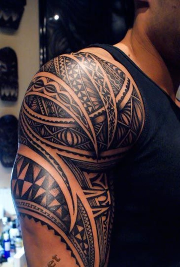 Half-Sleeve Tribal Shoulder Tattoo Design