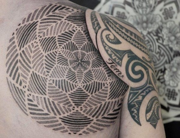 Intricate Lines and Negative Space Shoulder Piece