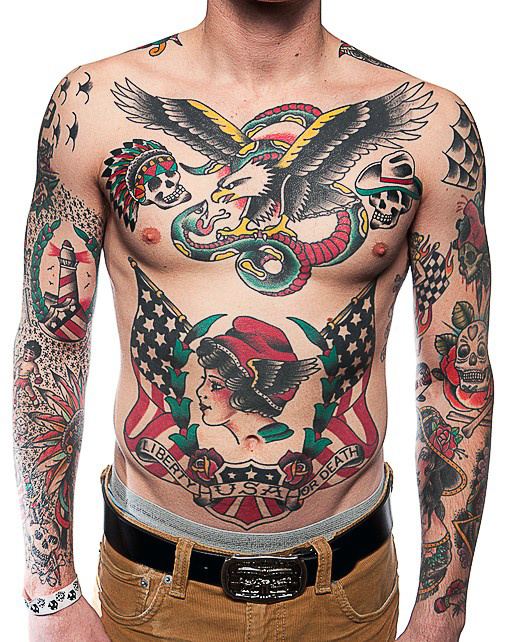 Patriotic Serpent, Eagle, and American Flag Front Pieces