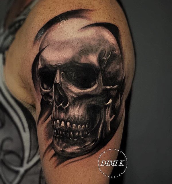 Realistic, Shaded Skull Tattoo
