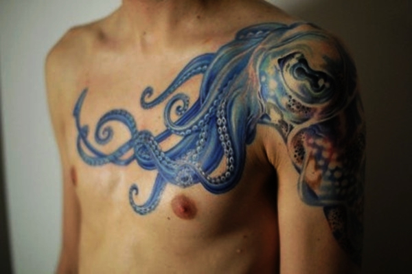 Squid Shoulder Tattoo for Men