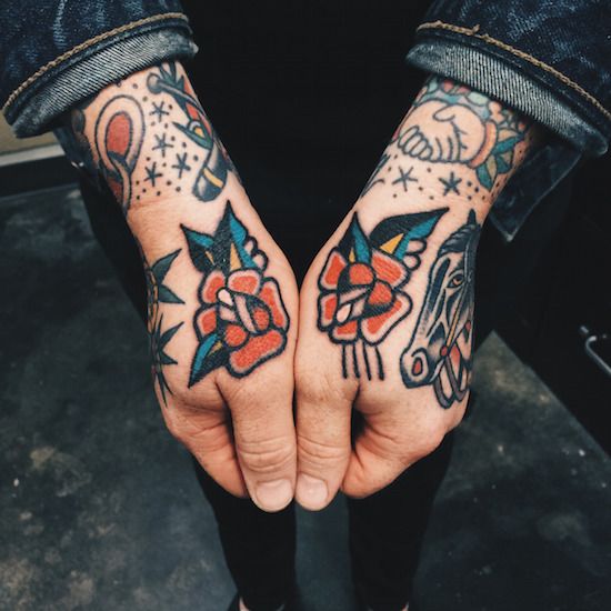 Traditional Rose Thumb Tattoos