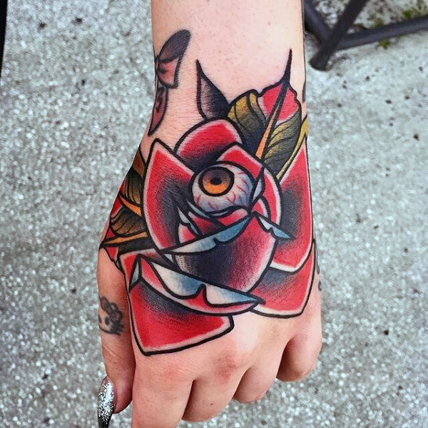 Vibrant Rose with a Hidden Eyeball for Anyones Hand