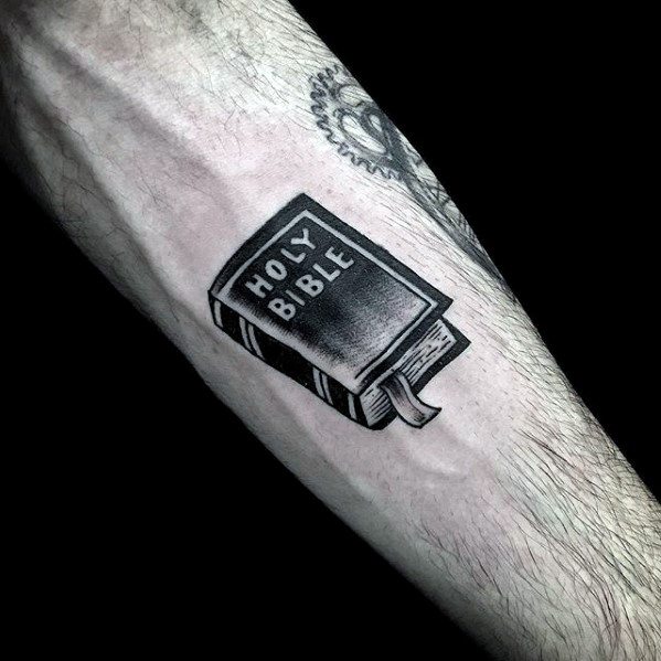 American Traditional Holy Bible Tattoo