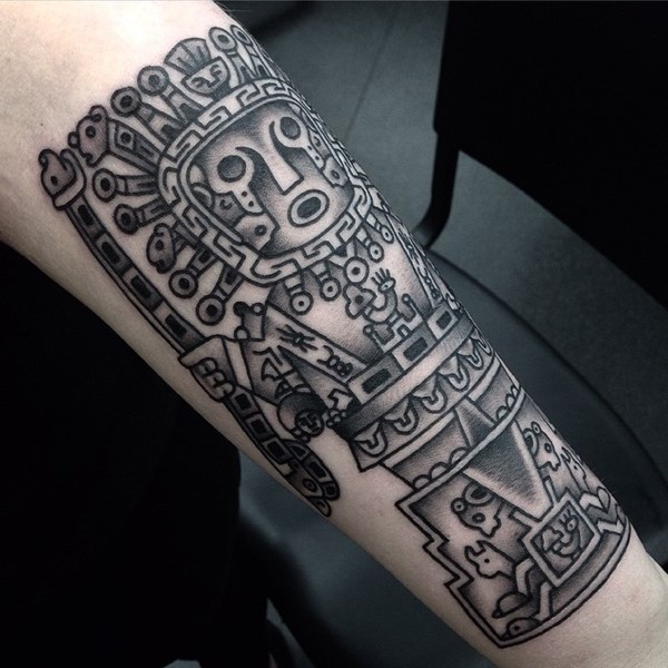 American Traditional Style of Aztec Tattoo