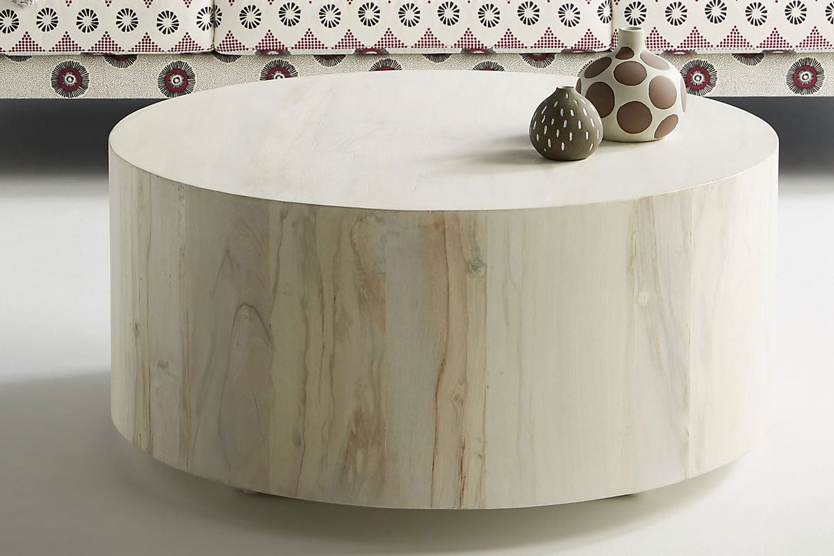 Anthropologie Swirled Drum Coffee Table