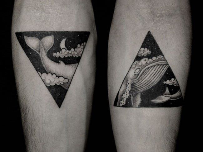 Aquatic Triangle Whale Tattoo Ideas