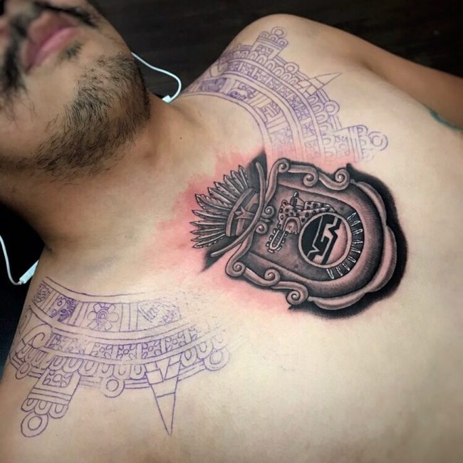 Around the Neck Aztec Tattoo