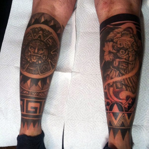 Aztec Calf Tattoo Idea for Men