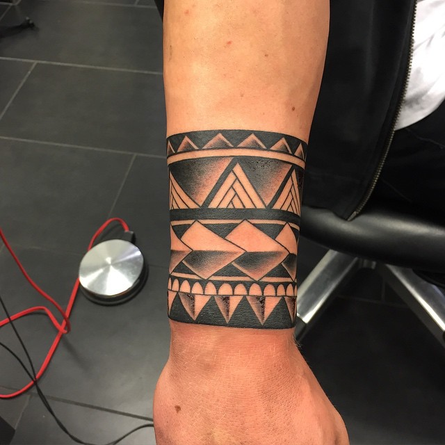 Aztec Design Wristband Tattoo
