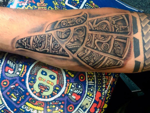 Aztec Symbolism Forearm Tattoo