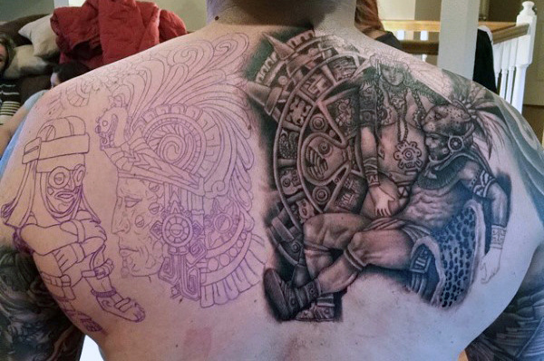 Aztec Warrior Back Tattoo for Men