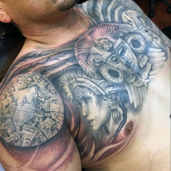 Aztec Warrior Chest Tattoo for Men