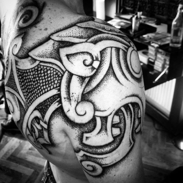 Back and Shoulder Tattoo Concept for Nordic Men