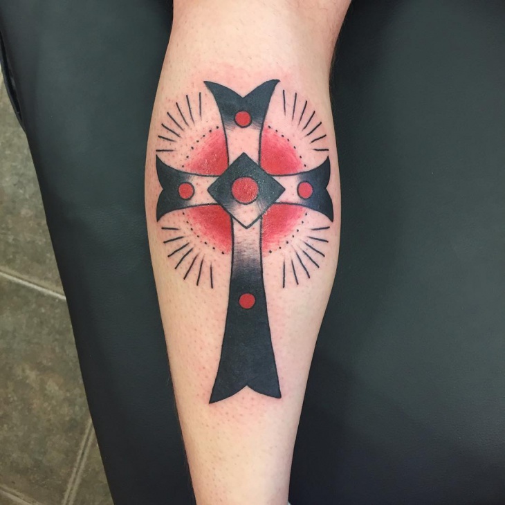 Black and Red Cross Forearm Piece