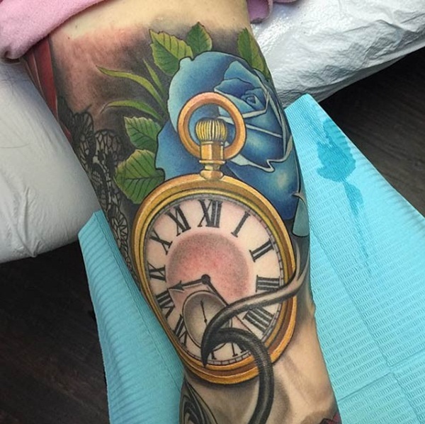 Clock Tattoos that Look Like Paintings