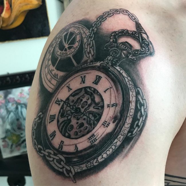 Clock and Chain Tattoo for Men