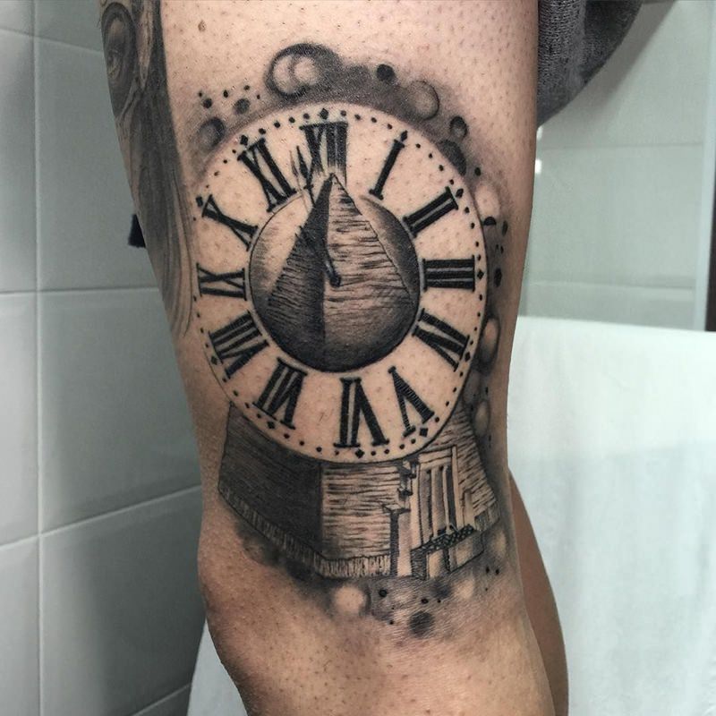 Clock and Pyramid Tattoo